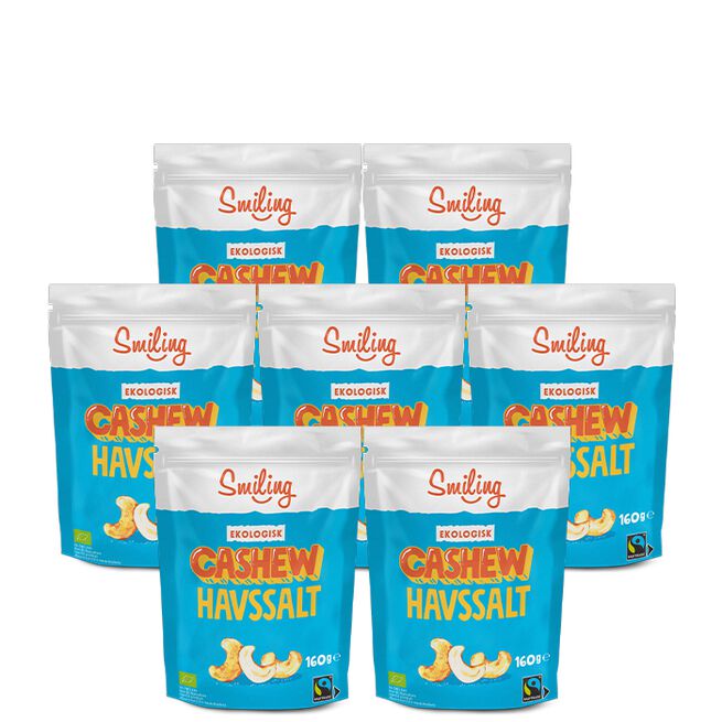 7 x Naturgodis Cashewnötter 160 g Havssalt