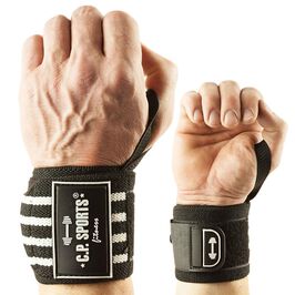Strongman Wrist Wraps 50 cm, Black/White  Strongman handledslindor 50 cm Svart Vit