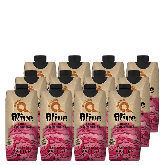 12 x ALIVE, 500 ml, Hallon/Vattenmelon Koffeinfri