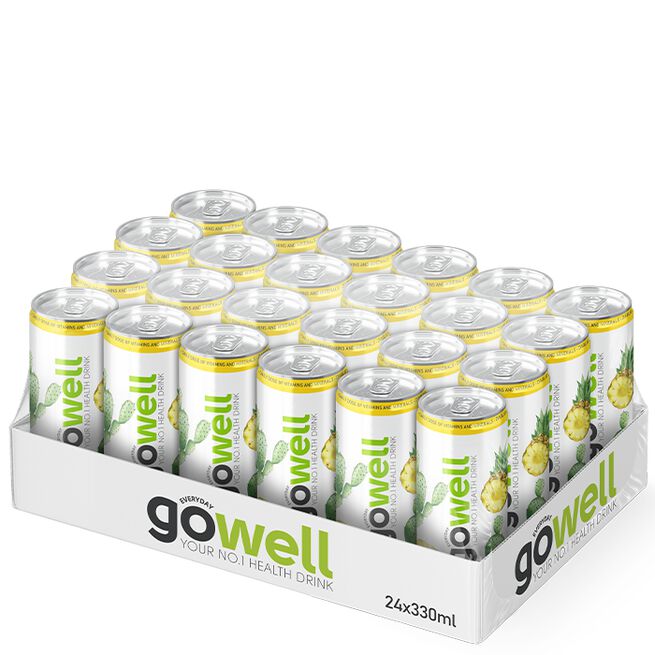 24 x GoWell Funktionsdryck Flak 33 cl Ananas Kaktus