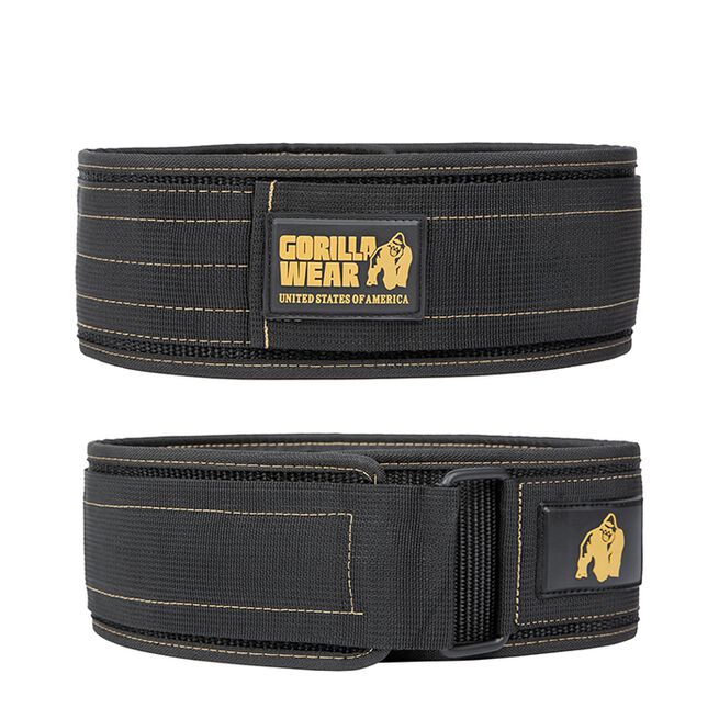 4 Inch Lyftarbälte Nylon Svart/Guld