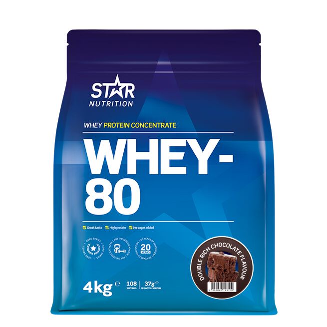 Whey-80 Vassleprotein 4 kg Double Rich Chocolate