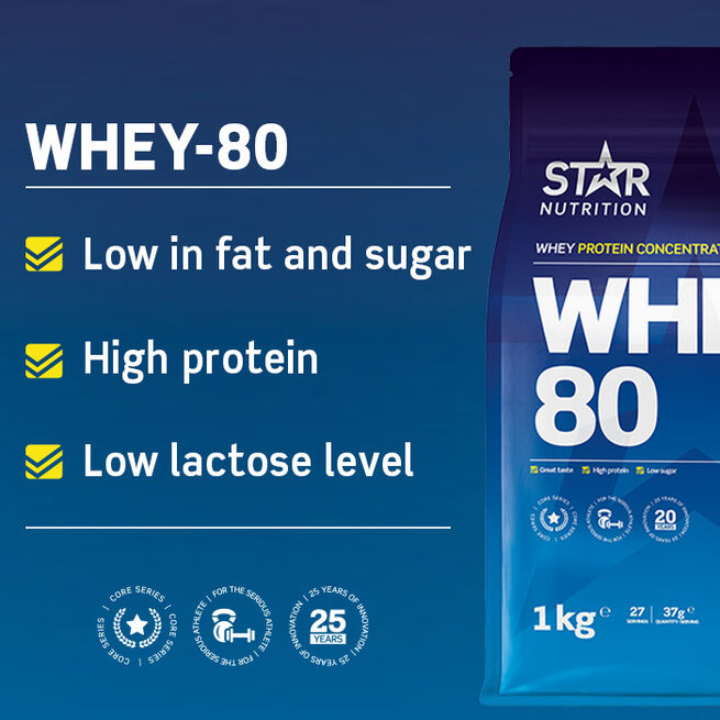 Whey-80 Vassleprotein 1 kg Double Rich Chocolate