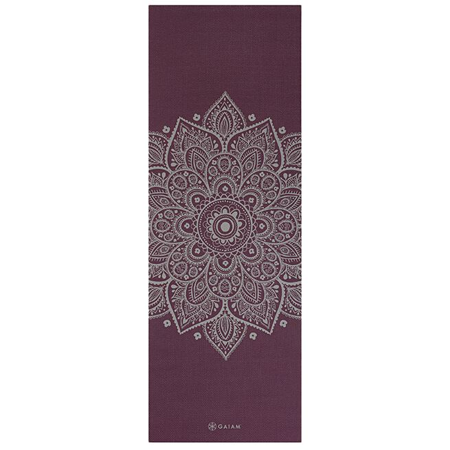 Gaiam Midnight Plum Sundial Flower Yoga Mat 5 mm