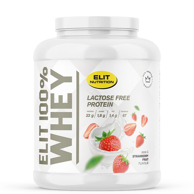 ELIT 100% Whey Laktosfritt Proteinpulver 2000 g Strawberry Fruit