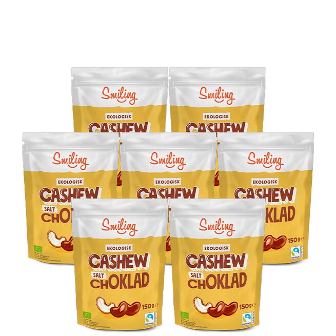7 x Naturgodis Cashewnötter 150 g Salt Ljus choklad
