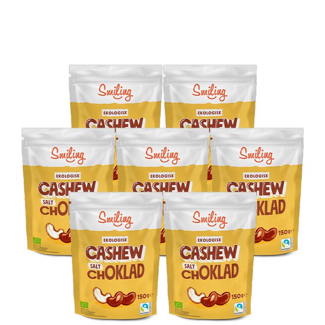 7 x Smiling Cashew Salt Ljus choklad, 150 g