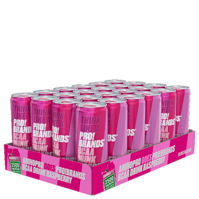 24 x Pro Brands BCAA Drink, 330 ml, Less Caffeine Raspberry