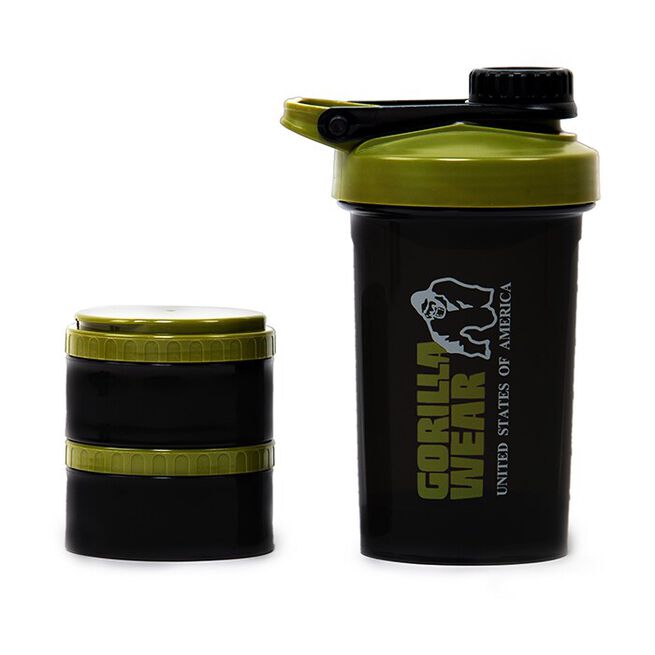 Shaker 2 Go Svart/Grön 500 ml + 130 ml x 2