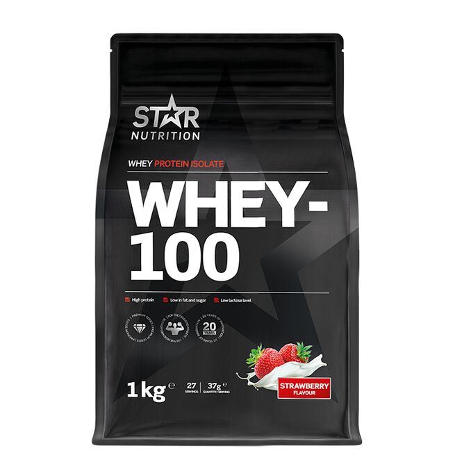 Whey-100 Vassleprotein 1 kg Jordgubb