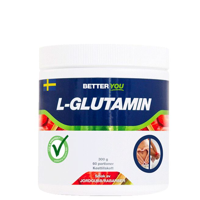 Naturligt L-Glutamin 300 g Jordgubb Rabarber Jordgubb/Rabarber