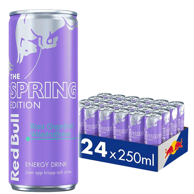 24 x Red Bull Energidryck, 250 ml, Lilac Edition Rosa Grapefrukt Woodruff