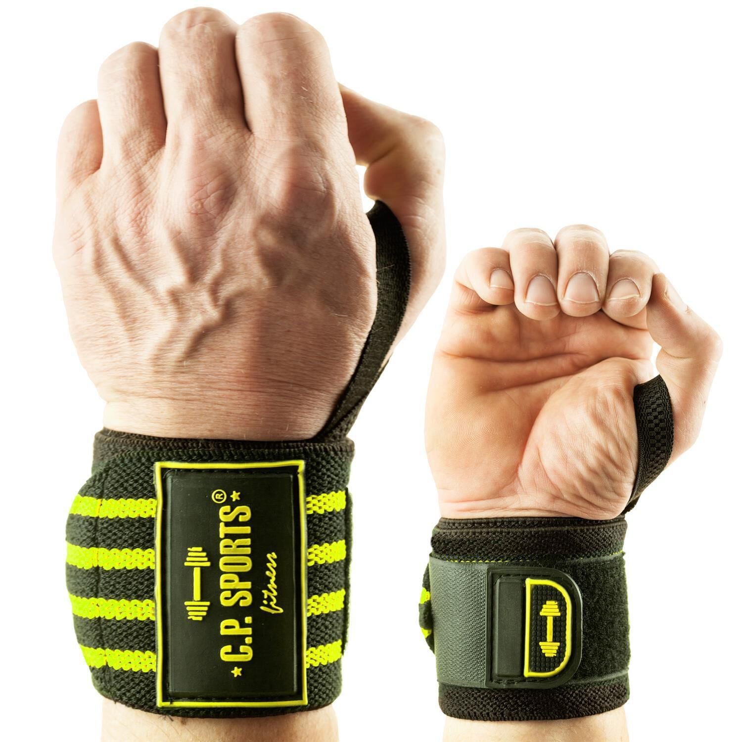 Strongman handledslindor 50 cm Svart Gul