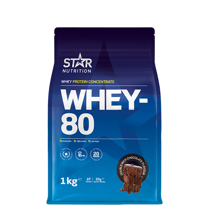 Whey-80 Vassleprotein 1 kg Double Rich Chocolate