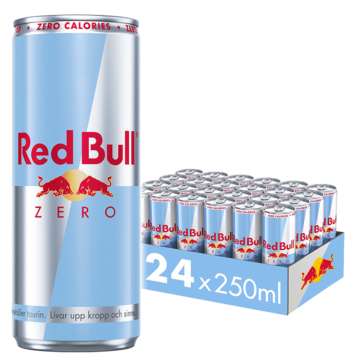 24 x Red Bull Energidryck, 250 ml, Zero Zero