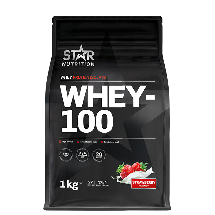 Whey-100 Vassleprotein 1 kg jordgubb