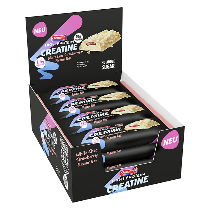 High Protein Creatine Bar Proteinbar 12 x 60 g white_choc_strawberry