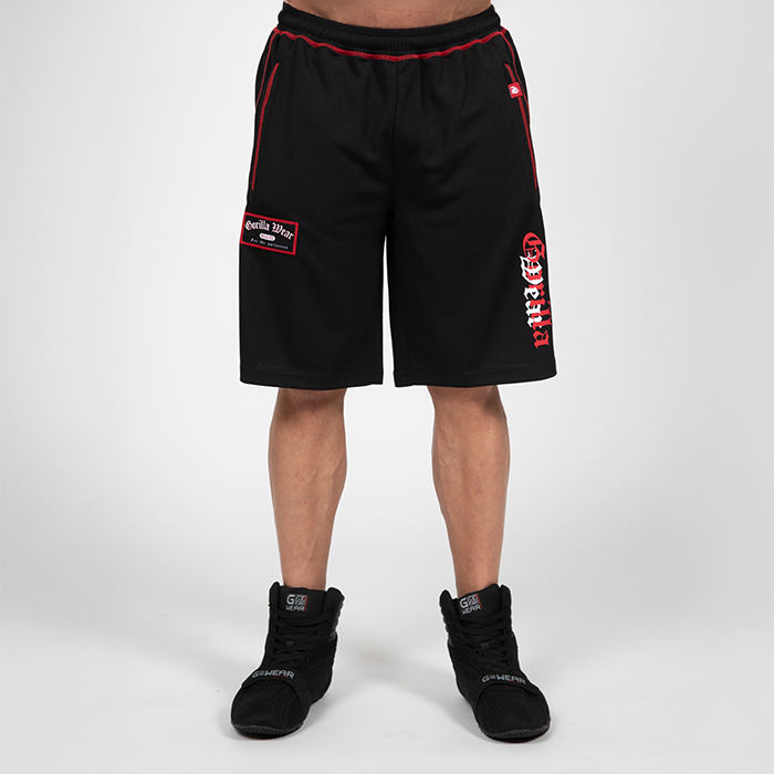 Marlow Mesh Shorts Svart R&ouml;d