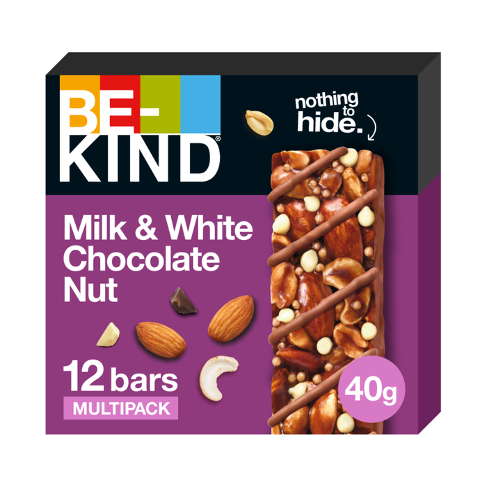 BeKind Bar N&ouml;tbar Milk & White Chocolate Nut 12 x 40 g Milk & White Chocolate Nut
